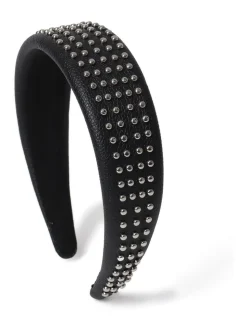 Aela Thick Studded Puff Black Headband