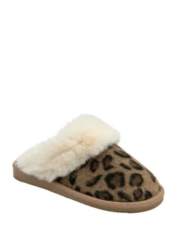 Animal - Dunlop Faux Suede Mule Slippers Fur Collar