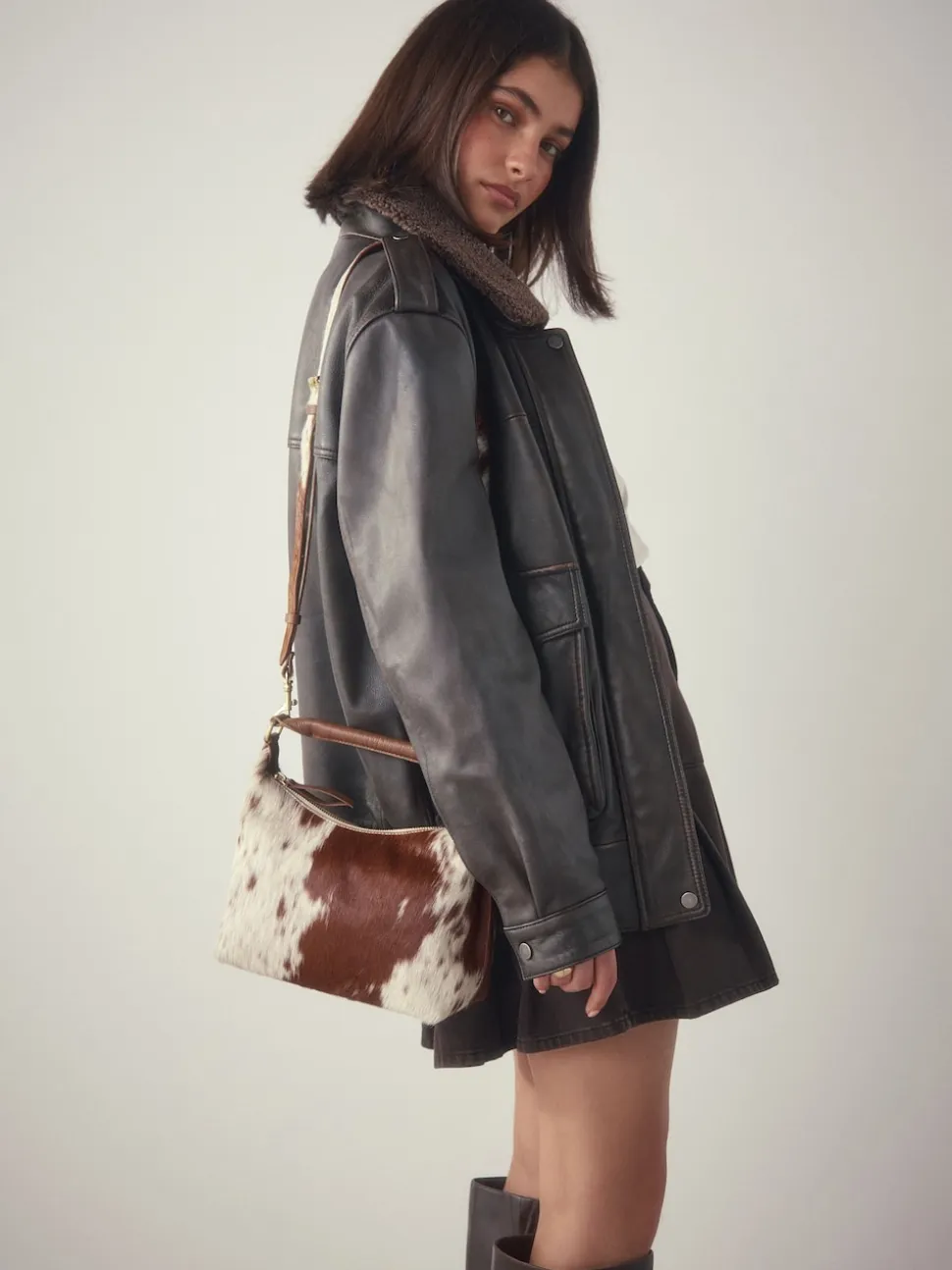 Animal - Leather Scooped Hand Held Bag