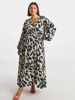 Animal - Simply Be V-Neck Button Through Midi Dress