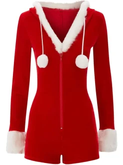 Ann Summers Kerstmis sexy kerstman fluwelen body met rits