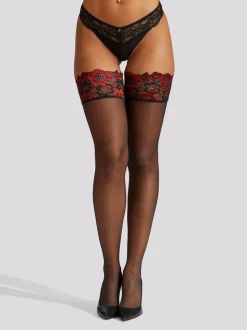 Ann Summers Lace Top Contrast 100% Cotton Tights