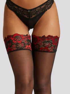 Ann Summers Lace Top Contrast 100% Cotton Tights