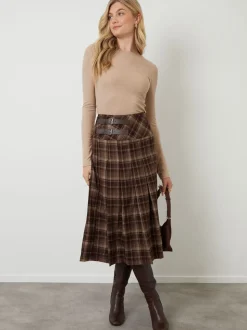 Another Sunday Check Buckle Detail Midi Dress