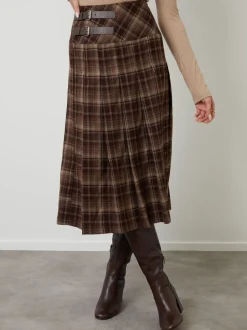 Another Sunday Check Buckle Detail Midi Dress