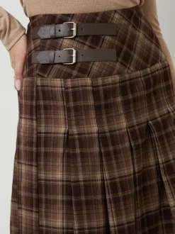 Another Sunday Check Buckle Detail Midi Dress
