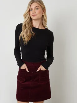 Another Sunday Corduroy Button Detail Mini Skirt