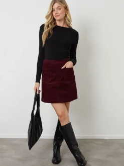 Another Sunday Corduroy Button Detail Mini Skirt