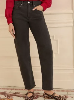 Antraciet - Love & Roses Barrel jeans