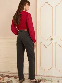 Antraciet - Love & Roses Barrel jeans