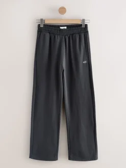 Antraciet - self. joggingbroek met wijde pijpen