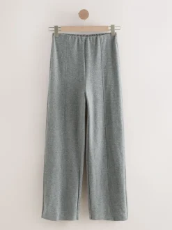 Antraciet - Superzachte Cosy Rib Gebreide Broek met Wijde Pijpen