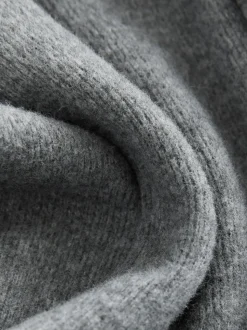 Antraciet - Superzachte Cosy Rib Gebreide Broek met Wijde Pijpen