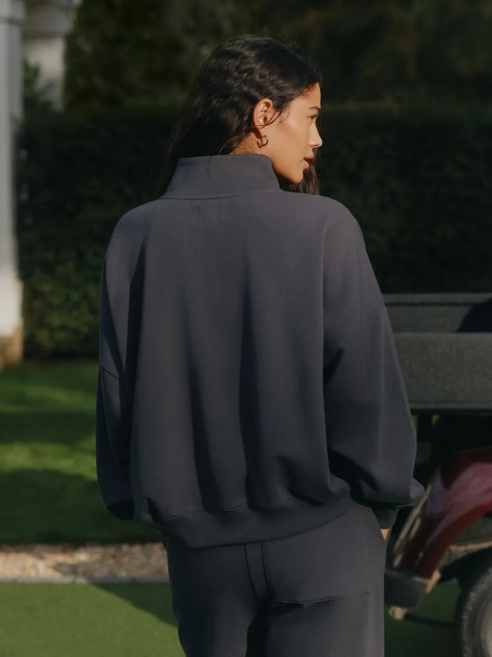 Antraciet - Sweatshirt met korte rits