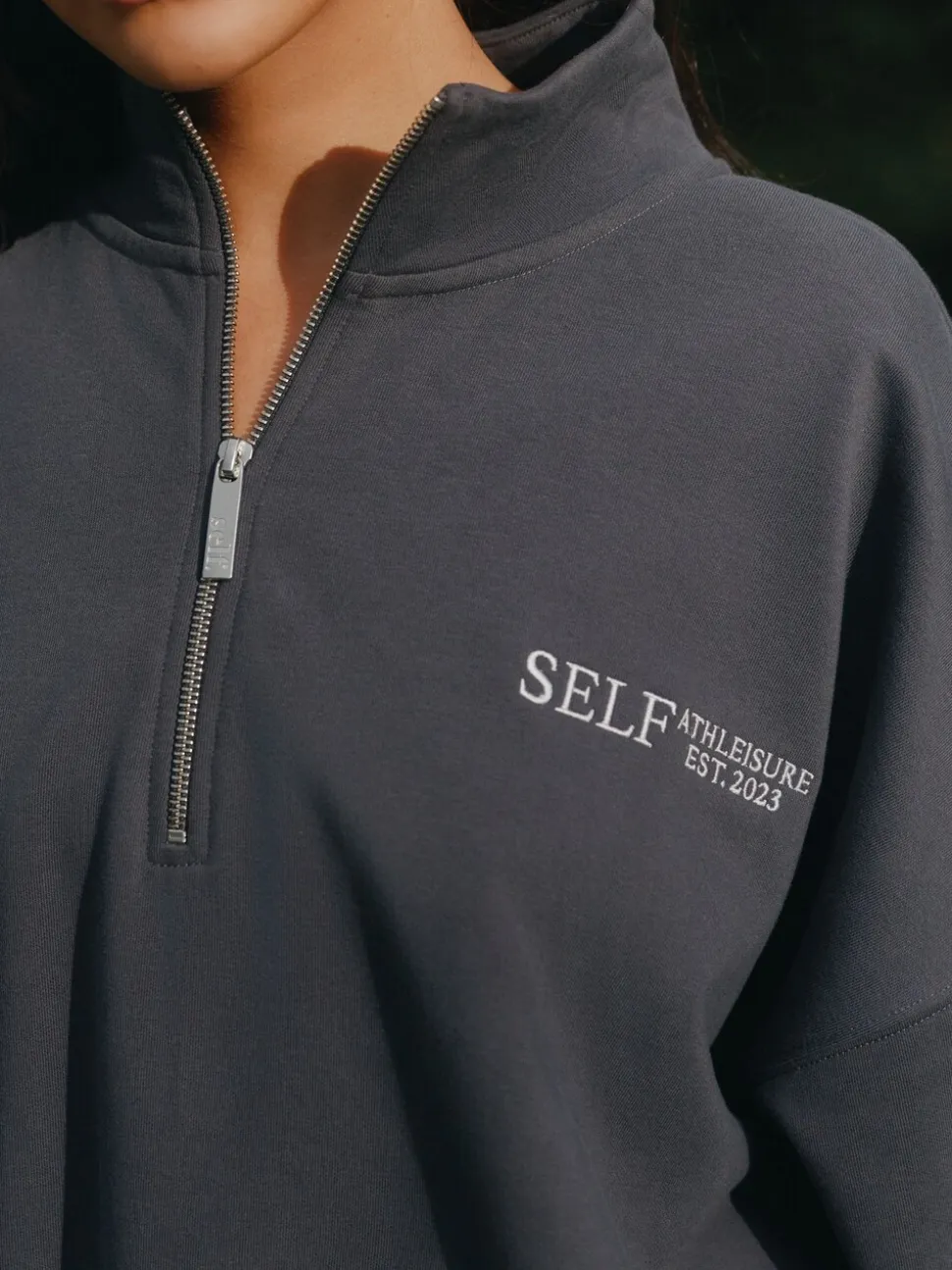 Antraciet - Sweatshirt met korte rits