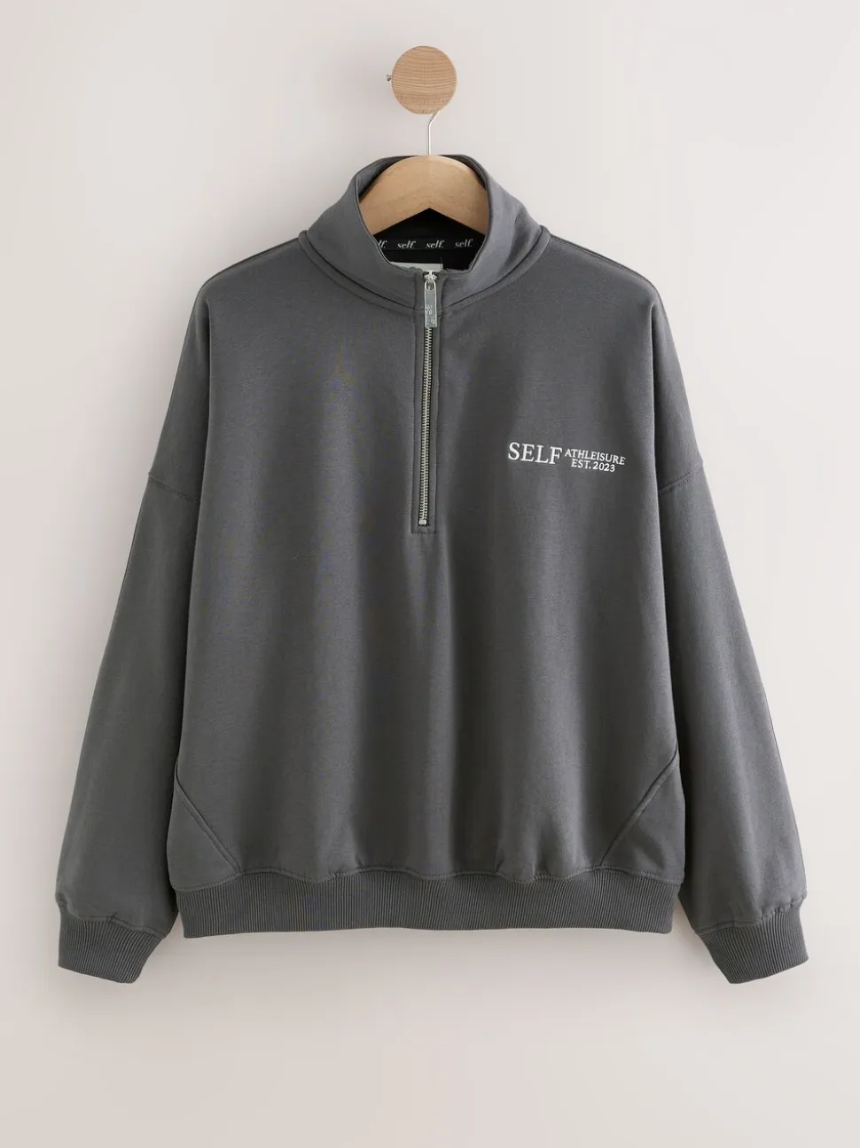 Antraciet - Sweatshirt met korte rits