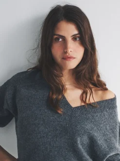 Antraciet - The Set Knitted Crew Neck Jumper and Skirt Co-Ord