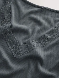 Antraciet - Thermische Base Layer Bodysuit met kanten afwerking