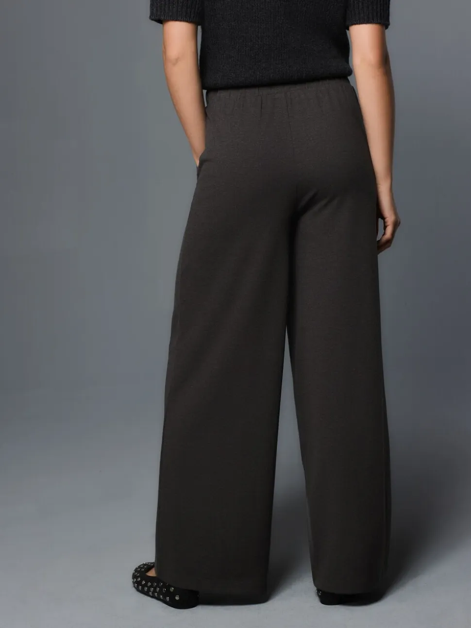 Antraciet - Wide Leg Jersey Joggers