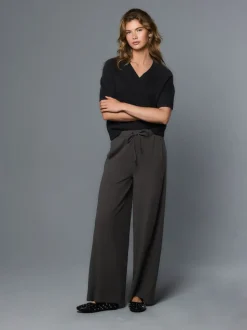 Antraciet - Wide Leg Jersey Joggers