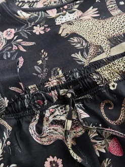 Antracietkleurig met luipaardprint - Pyjama met lange mouwen