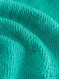 Aqua Groen Kreukeltextuur - Diepuitgesneden vormgevend buikcorrigerend badpak