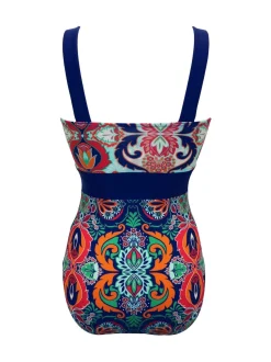 Aquablauw - Pour Moi Palm Springs corrigerend badpak met kleurvlakken