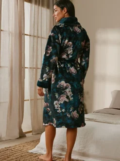B by Ted Baker Blauwgroene knusse bloemenbadjas