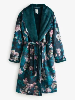 B by Ted Baker Blauwgroene knusse bloemenbadjas
