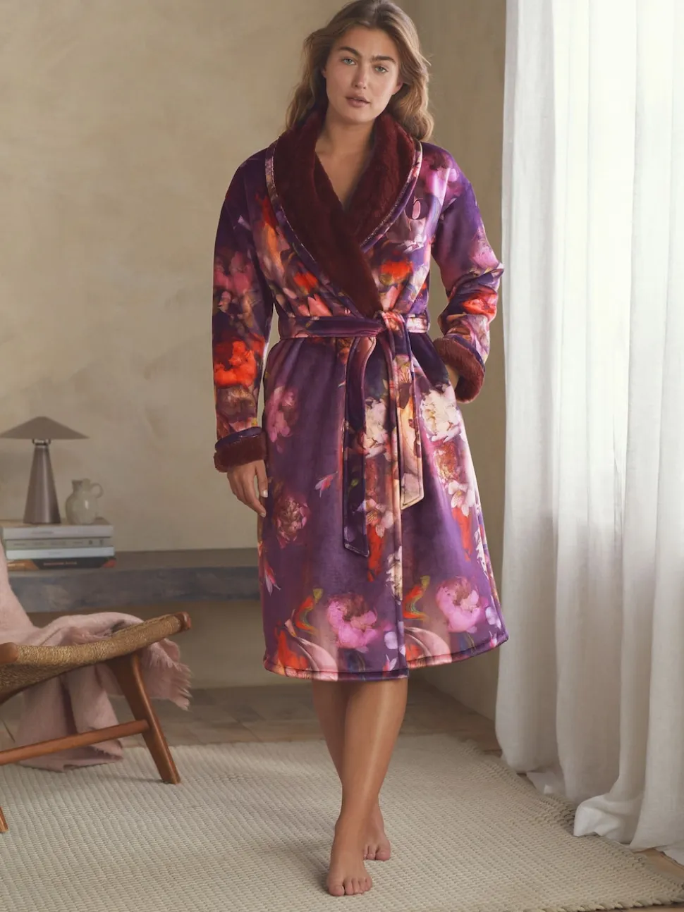 B By Ted Baker bordeauxrode comfortabele kamerjas