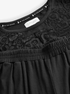 B by Ted Baker Modal Lace Trim Black Pyjamas Set