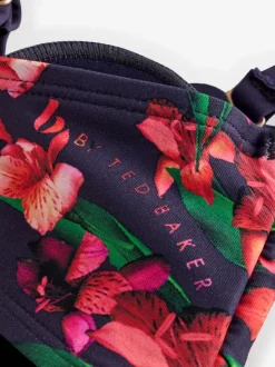 B by Ted Baker Navy Floral Halterneck Bandeau Bikini Top