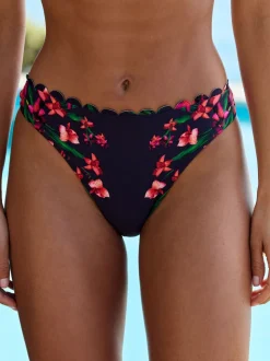 B by Ted Baker Navy Floral Scallop Edge High Leg Briefs