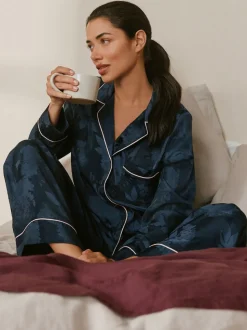 B by Ted Baker Navy Jacquard Button Through Pyjamas