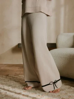B by Ted Baker Oatmeal Bow Knitted Wide Leg Trousers