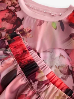 B by Ted Baker Pink Floral Satin Jersey Pyjamas