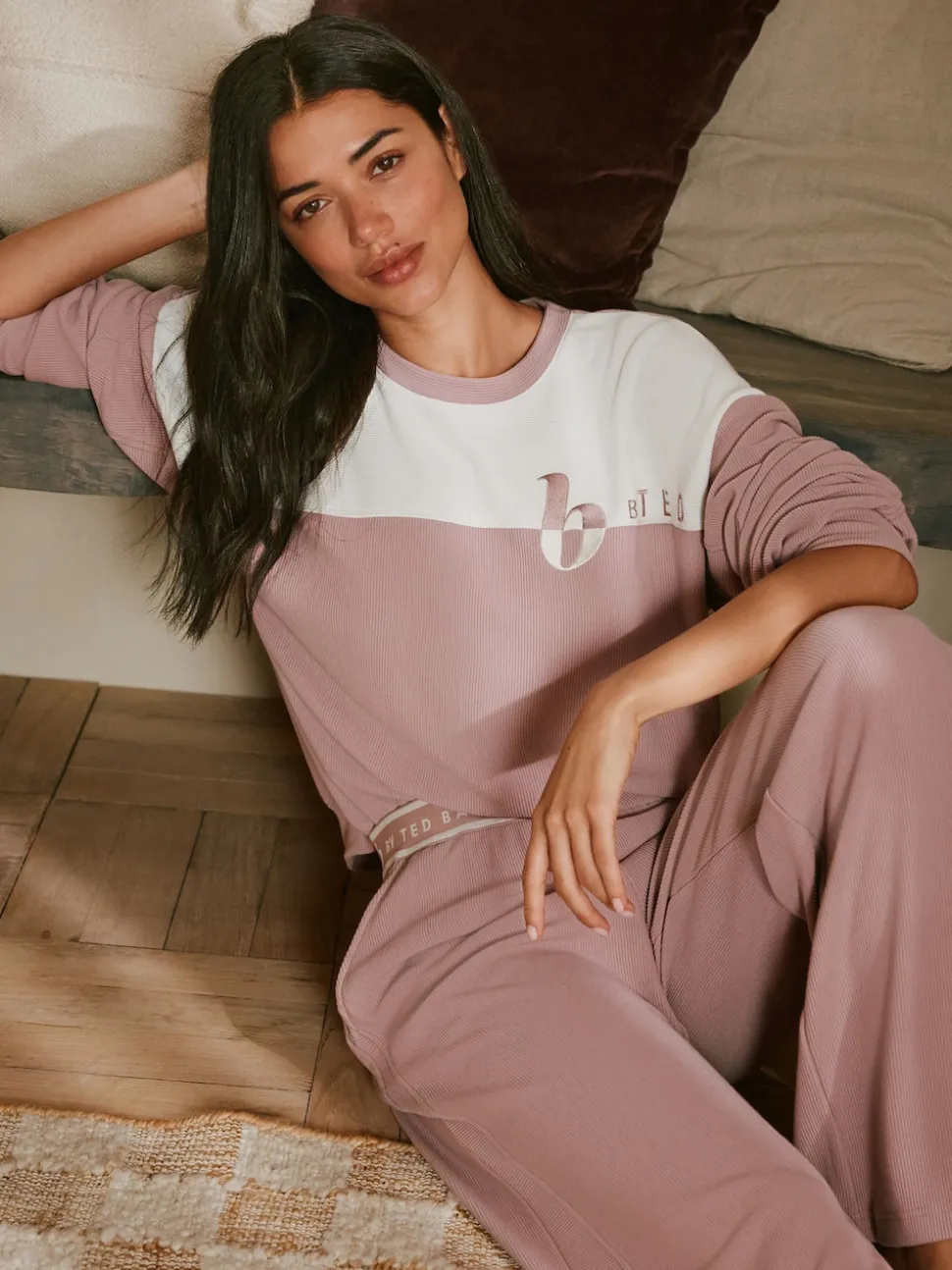 B by Ted Baker Pink Ottoman Rib Lounge Top