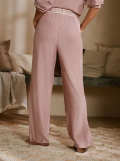 B by Ted Baker Pink Ottoman Rib Wide Leg Lounge Trousers