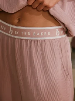 B by Ted Baker Pink Ottoman Rib Wide Leg Lounge Trousers