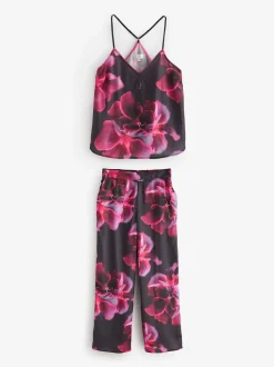 B by Ted Baker Purple Satin Floral Cami Pyjamas