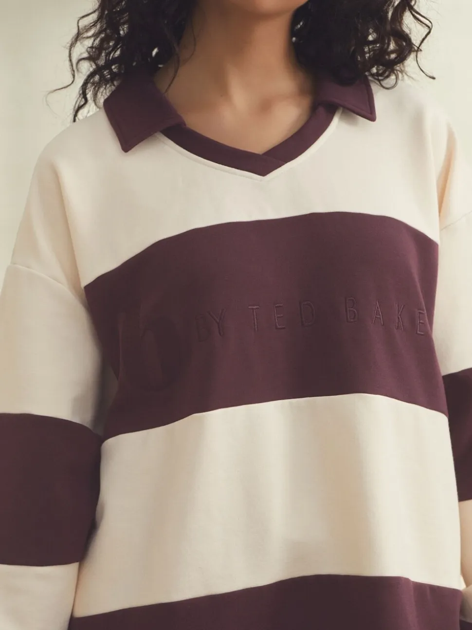 B by Ted Baker rugbytop met rode strepen