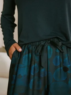 B by Ted Baker Teal Blue Floral Satin Jersey Pyjamas
