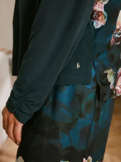 B by Ted Baker Teal Blue Floral Satin Jersey Pyjamas
