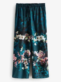 B by Ted Baker Teal Blue Floral Satin Jersey Pyjamas