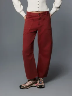 Baksteenrood - Double Pocket Barrel Jeans