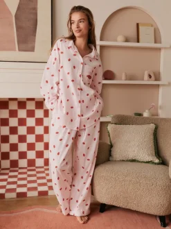 Bath & Body Works All Over Lips Button Through Cotton Pyjamas Set