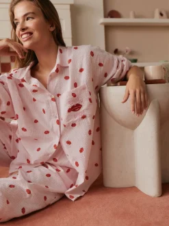 Bath & Body Works All Over Lips Button Through Cotton Pyjamas Set