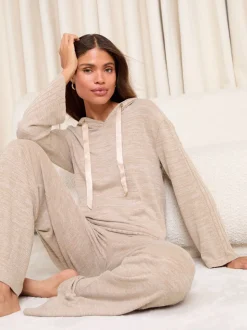 Beige - Lipsy Ribbed Loungewear Hoodie