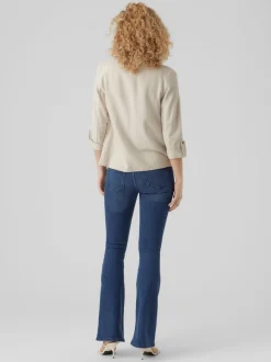 Beige - VERO MODA Linnenmix 3/4 Mouwen Jack