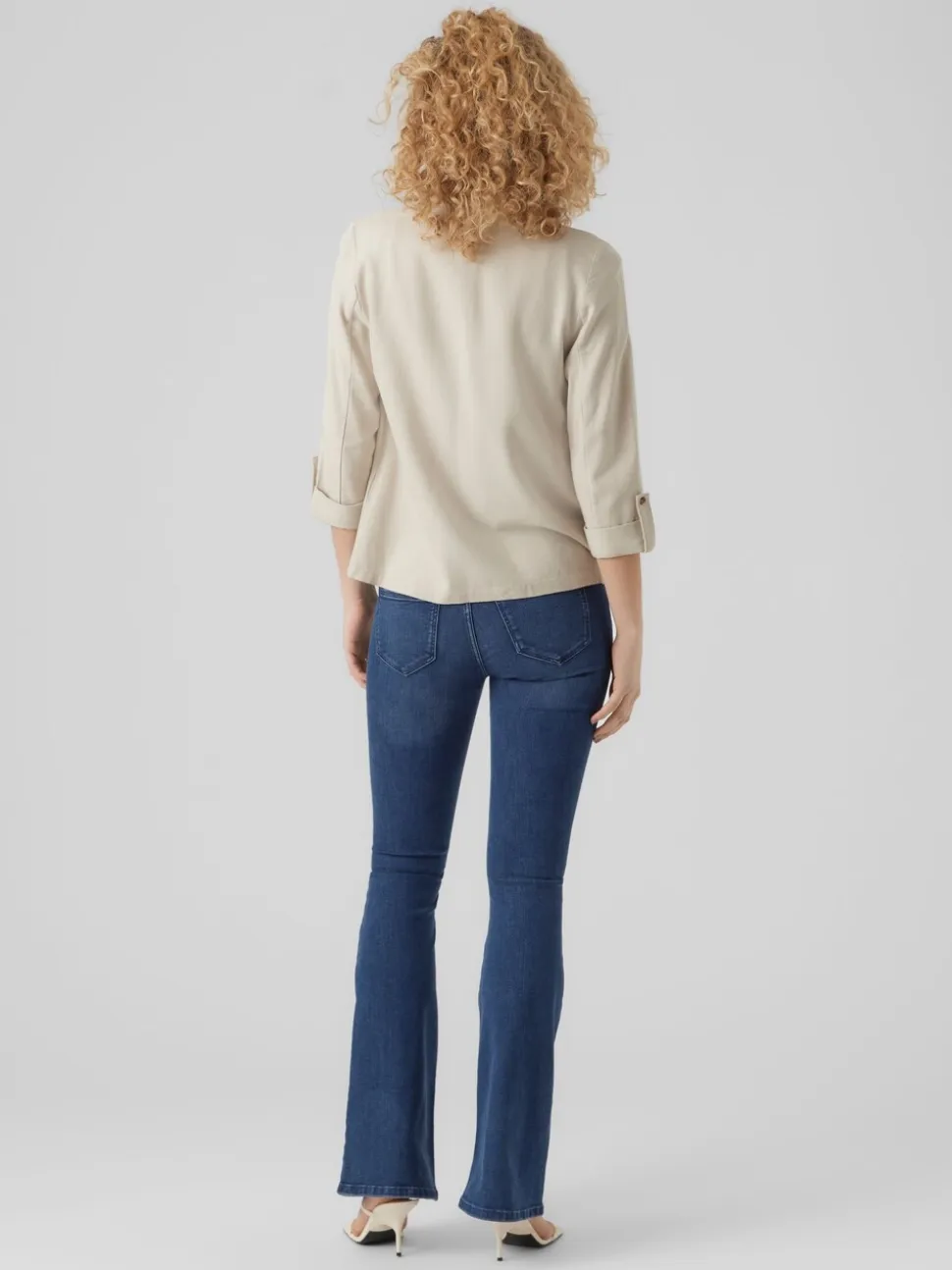 Beige - VERO MODA Linnenmix 3/4 Mouwen Jack